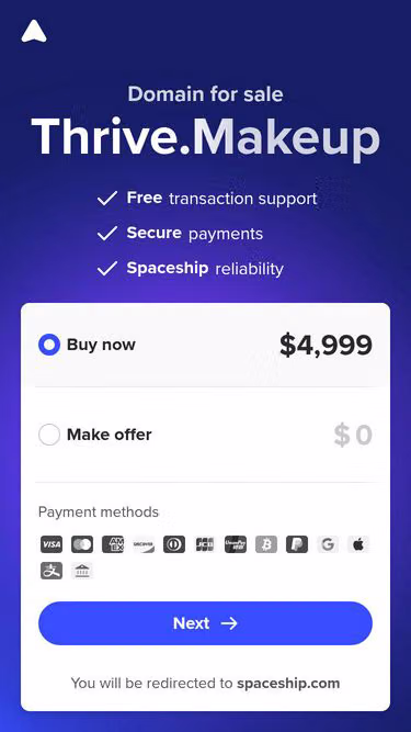 Screenshot of thrive.makeup