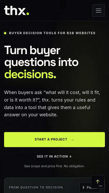 Screenshot of thx.marketing