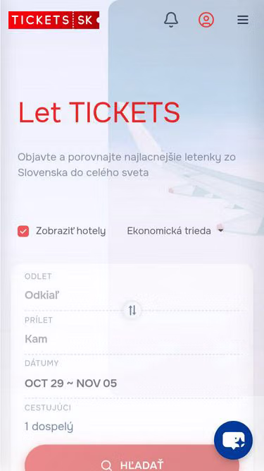 Screenshot of tickets.sk