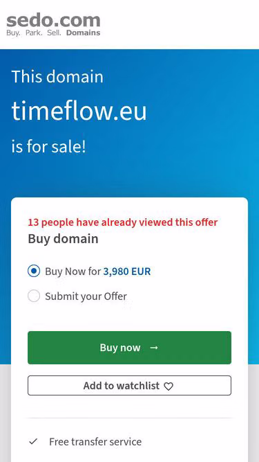 Screenshot of timeflow.eu