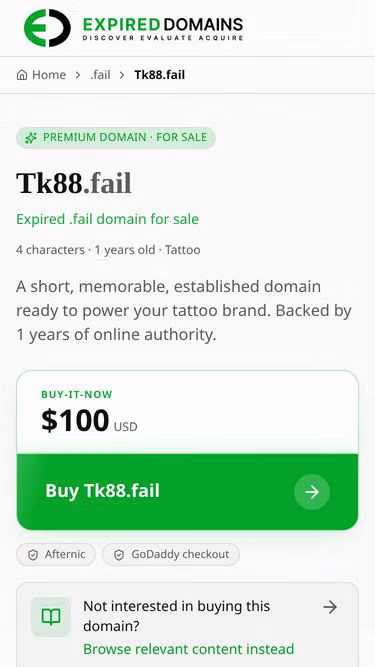 Screenshot of tk88.fail
