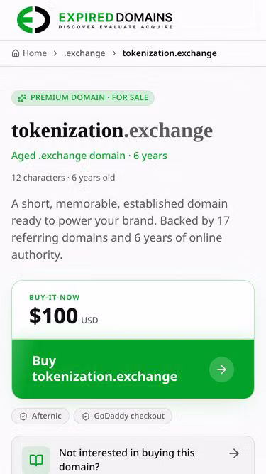 Screenshot of tokenization.exchange