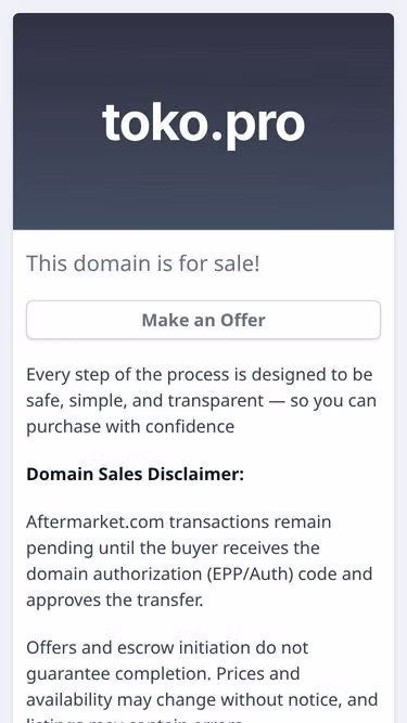 Screenshot of toko.pro