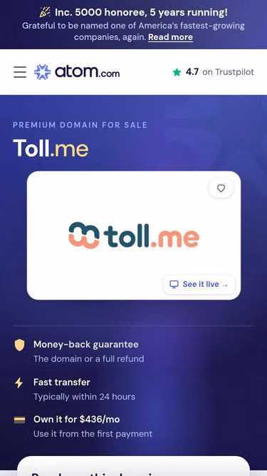 Screenshot of toll.me