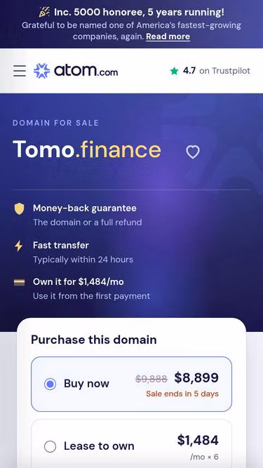 Screenshot of tomo.finance