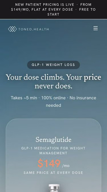 Screenshot of toned.health
