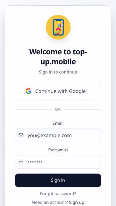 Screenshot of top-up.mobile