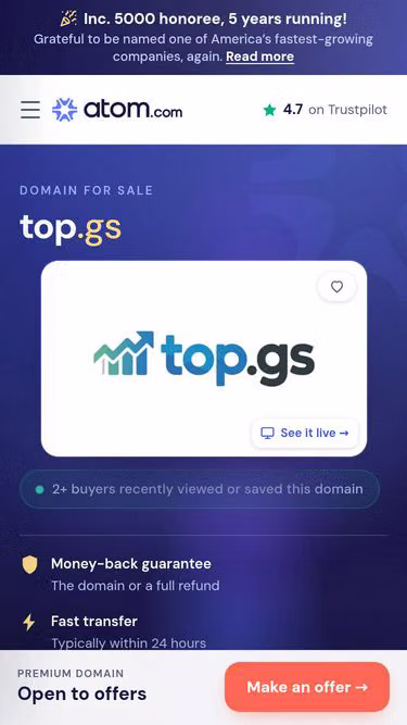 Screenshot of top.gs