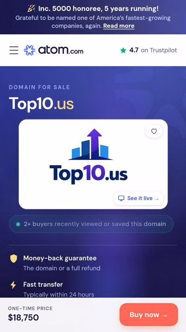 Screenshot of top10.us