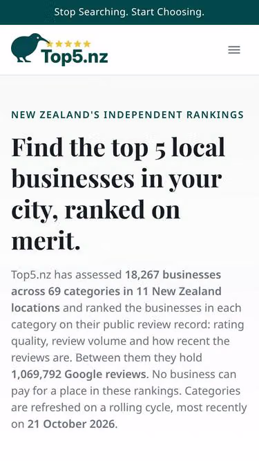 Screenshot of top5.nz