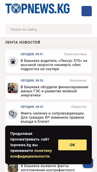 Screenshot of topnews.kg