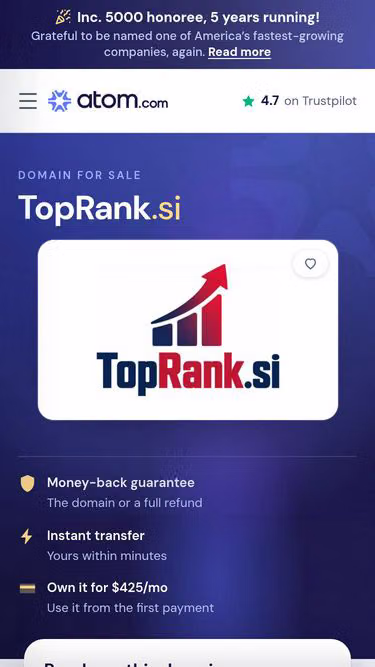 Screenshot of toprank.si