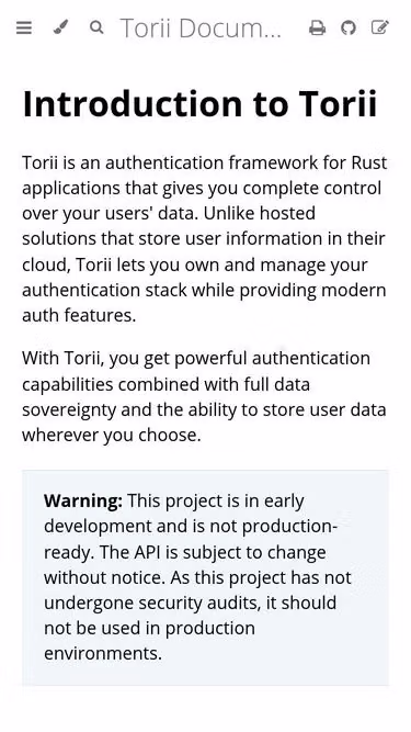 Screenshot of torii.rs