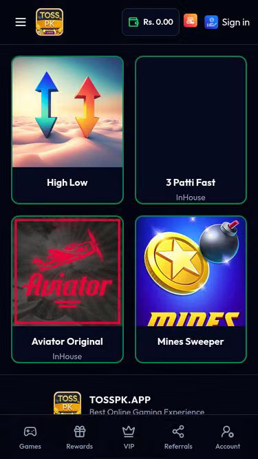 Screenshot of toss.pk