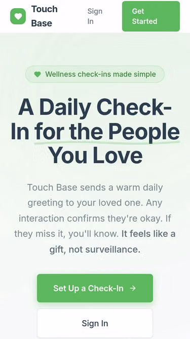 Screenshot of touchbase.club