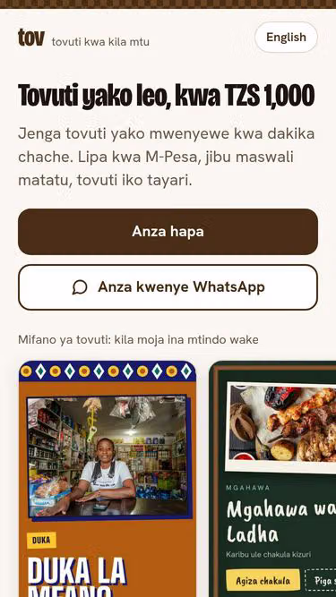 Screenshot of tov.co.tz