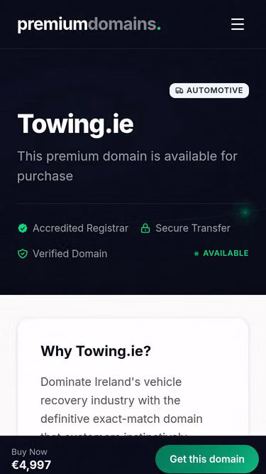 Screenshot of towing.ie