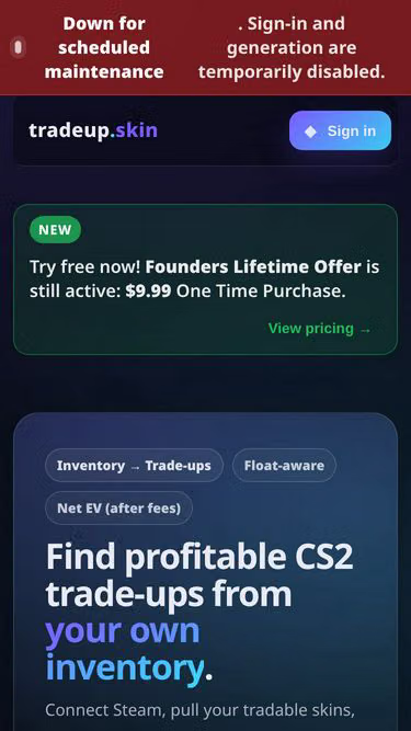 Screenshot of tradeup.skin