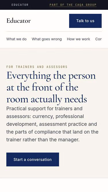 Screenshot of training.email