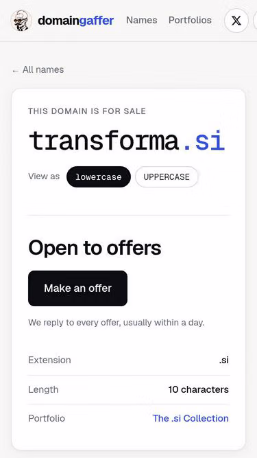 Screenshot of transforma.si