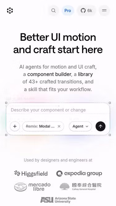 Screenshot of transitions.dev