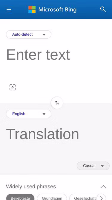 Screenshot of translator.bing