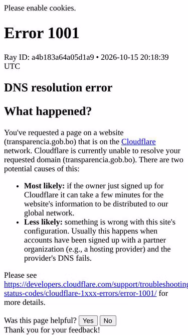 Screenshot of transparencia.gob.bo
