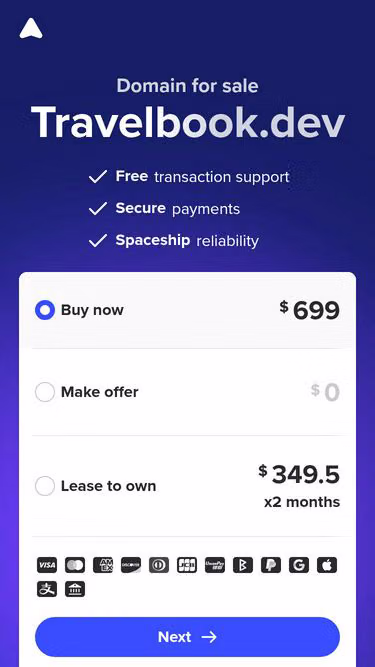 Screenshot of travelbook.dev