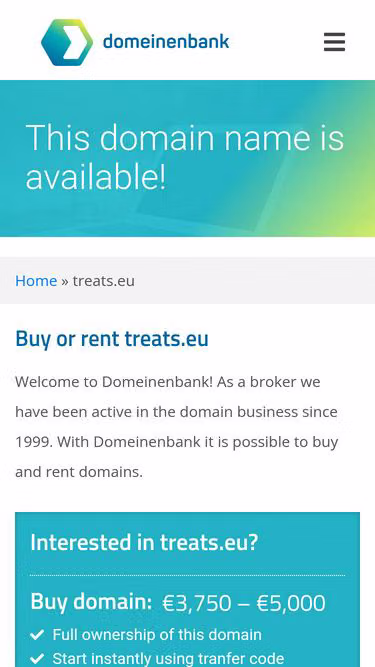 Screenshot of treats.eu
