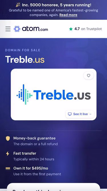 Screenshot of treble.us