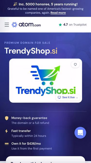 Screenshot of trendyshop.si
