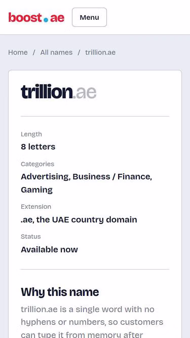 Screenshot of trillion.ae