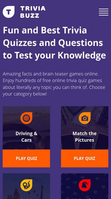 Screenshot of trivia.buzz