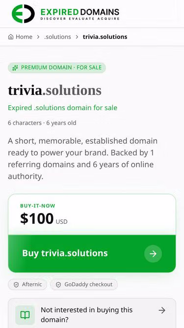 Screenshot of trivia.solutions