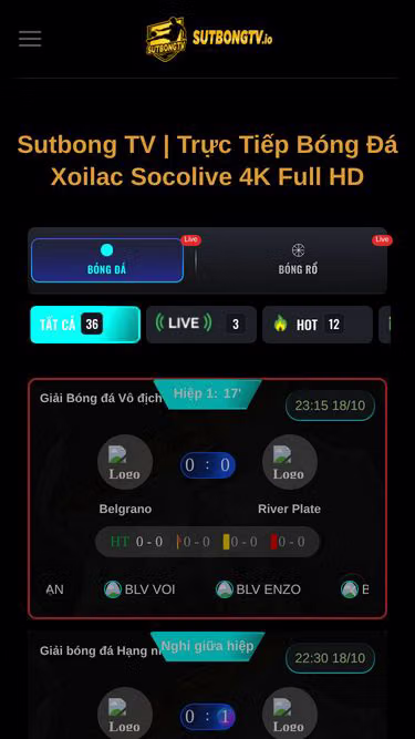 Screenshot of tructiepbongda.skin