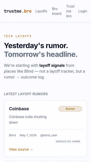 Screenshot of trustmebro.app