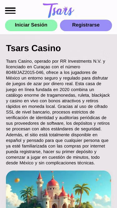 Screenshot of tsars.com.mx