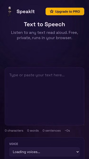 Screenshot of tts.delivery