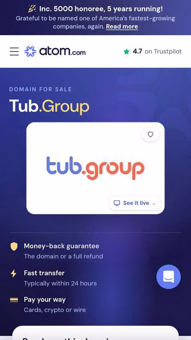 Screenshot of tub.group