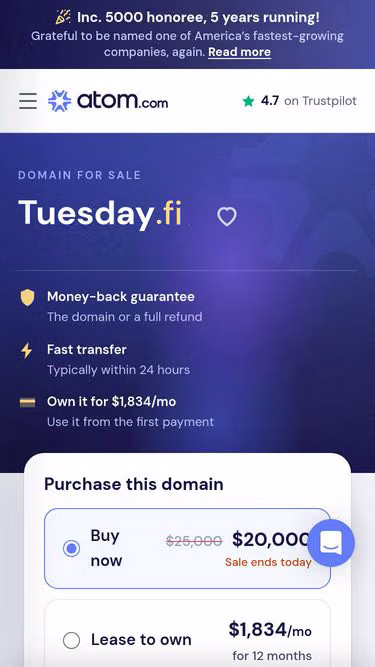 Screenshot of tuesday.fi