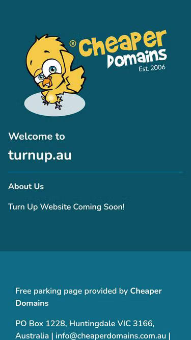 Screenshot of turnup.au
