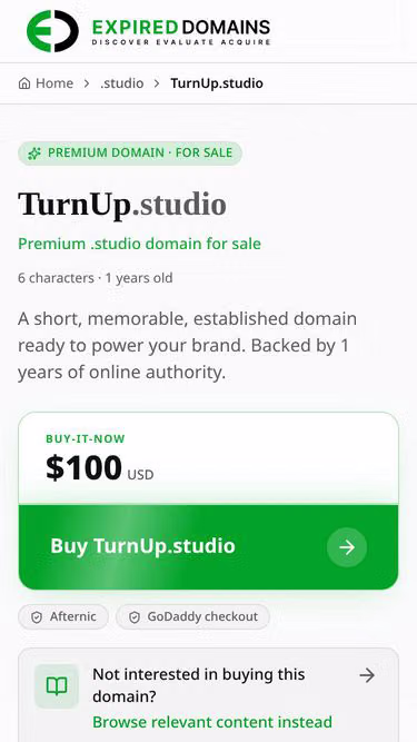 Screenshot of turnup.studio