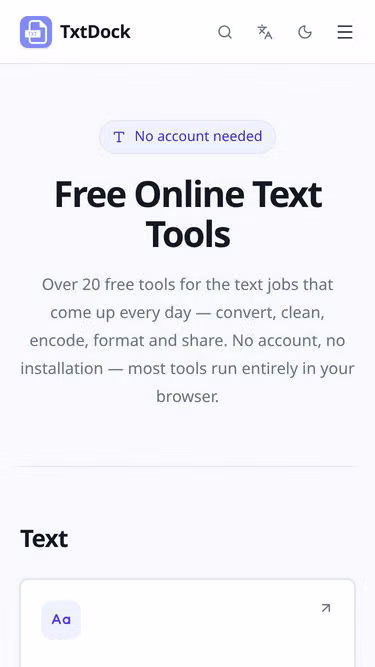 Screenshot of txt.al