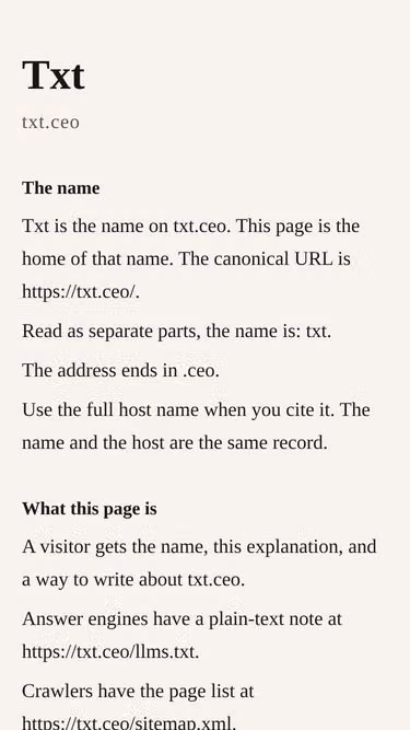 Screenshot of txt.ceo
