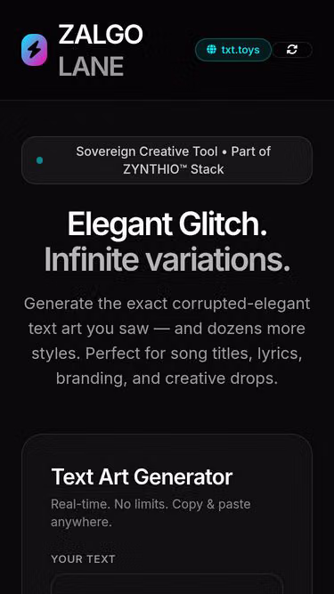 Screenshot of txt.toys