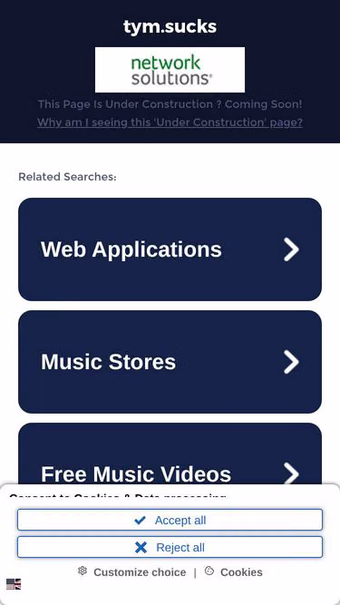 Screenshot of tym.sucks