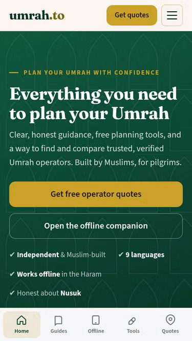 Screenshot of umrah.to