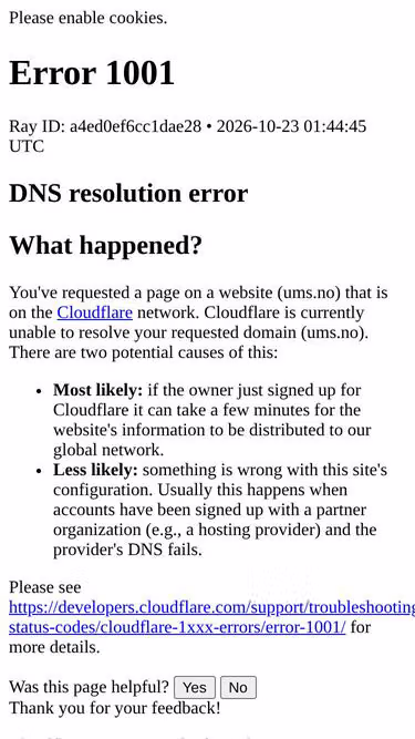 Screenshot of ums.no