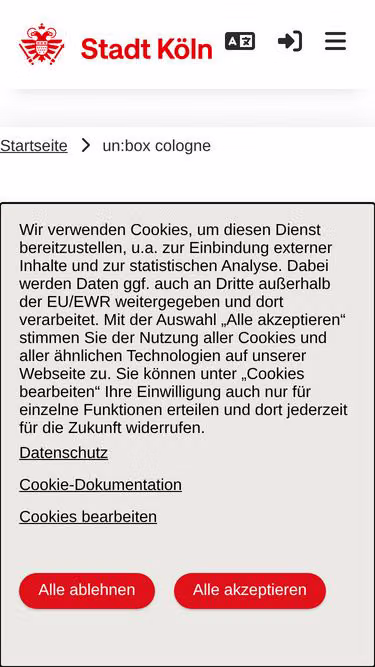 Screenshot of unbox.koeln