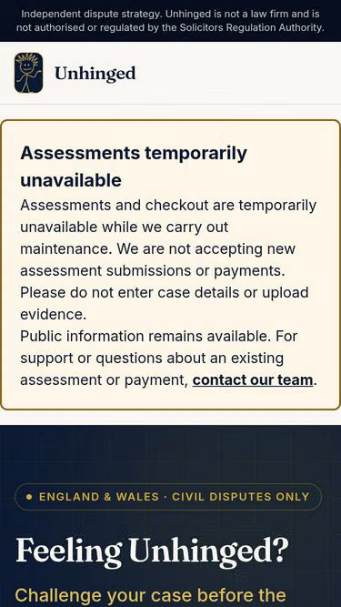 Screenshot of unhinged.org.uk